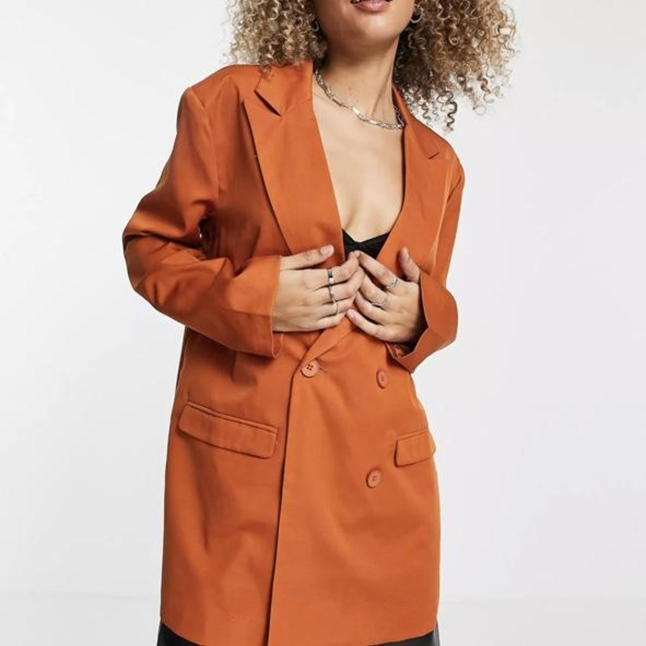 Heartbreak Womens Oversized Dad Blazer in Rust In Orange