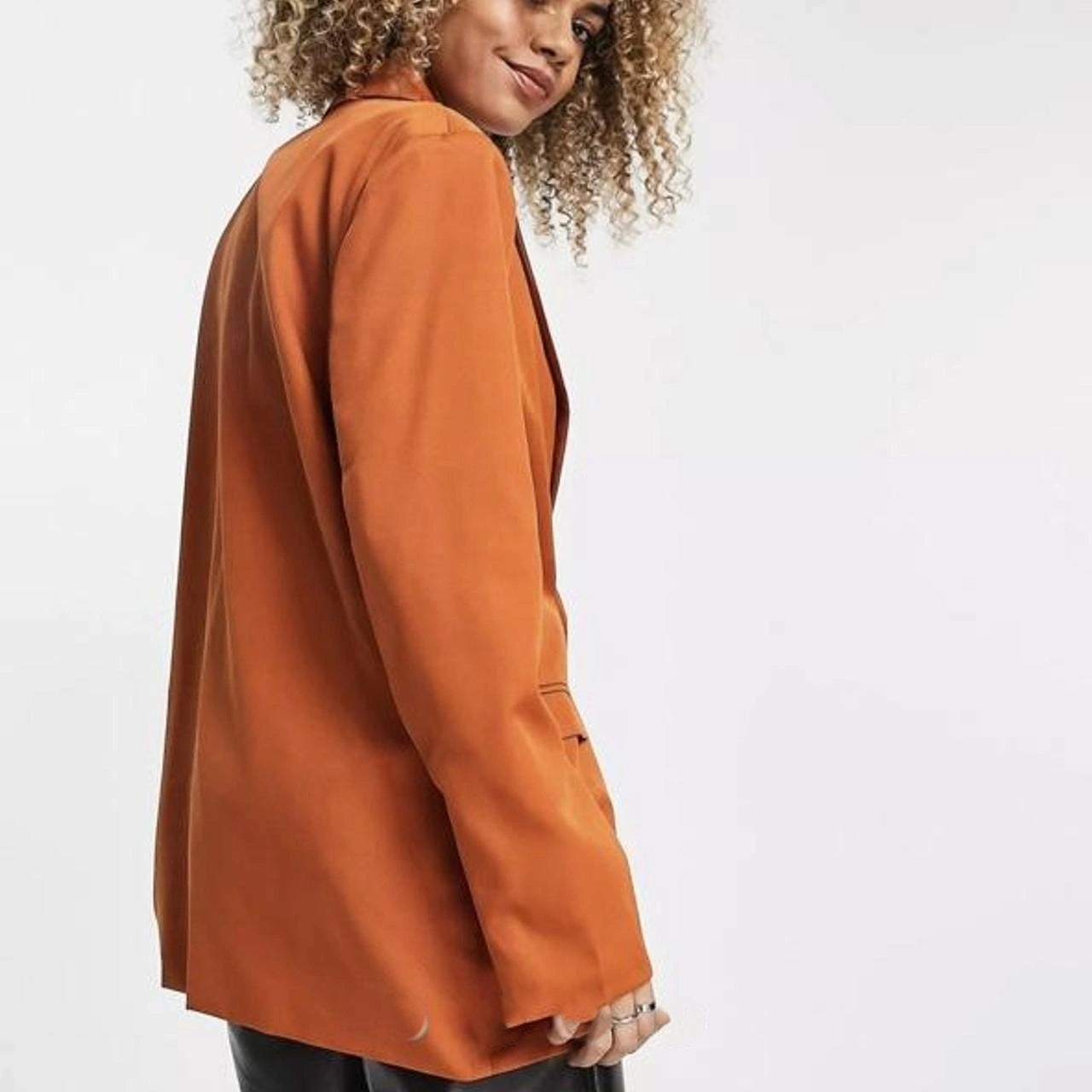 Heartbreak Womens Oversized Dad Blazer in Rust In Orange