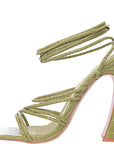 Public Desire Women's Green Croc Corbyn Tie-Up Heel Sandals