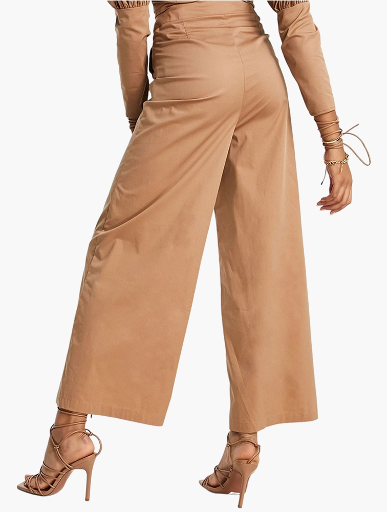 Amy Lynn Womens Super Wide Leg Trouser in Camel