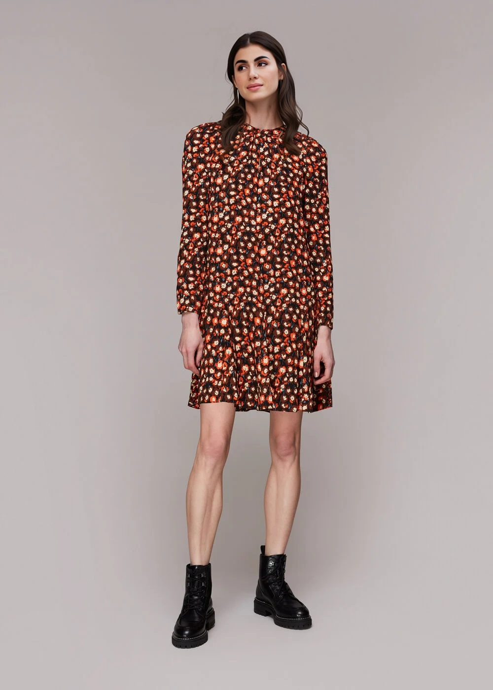 Womens Whistles Milli Dandelion Floral Flippy Dress in Red