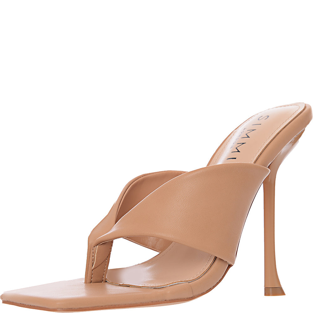 Simmi London Women&#39;s Camel PU Toe Post Heel Sandals