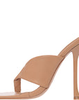 Simmi London Women's Camel PU Toe Post Heel Sandals