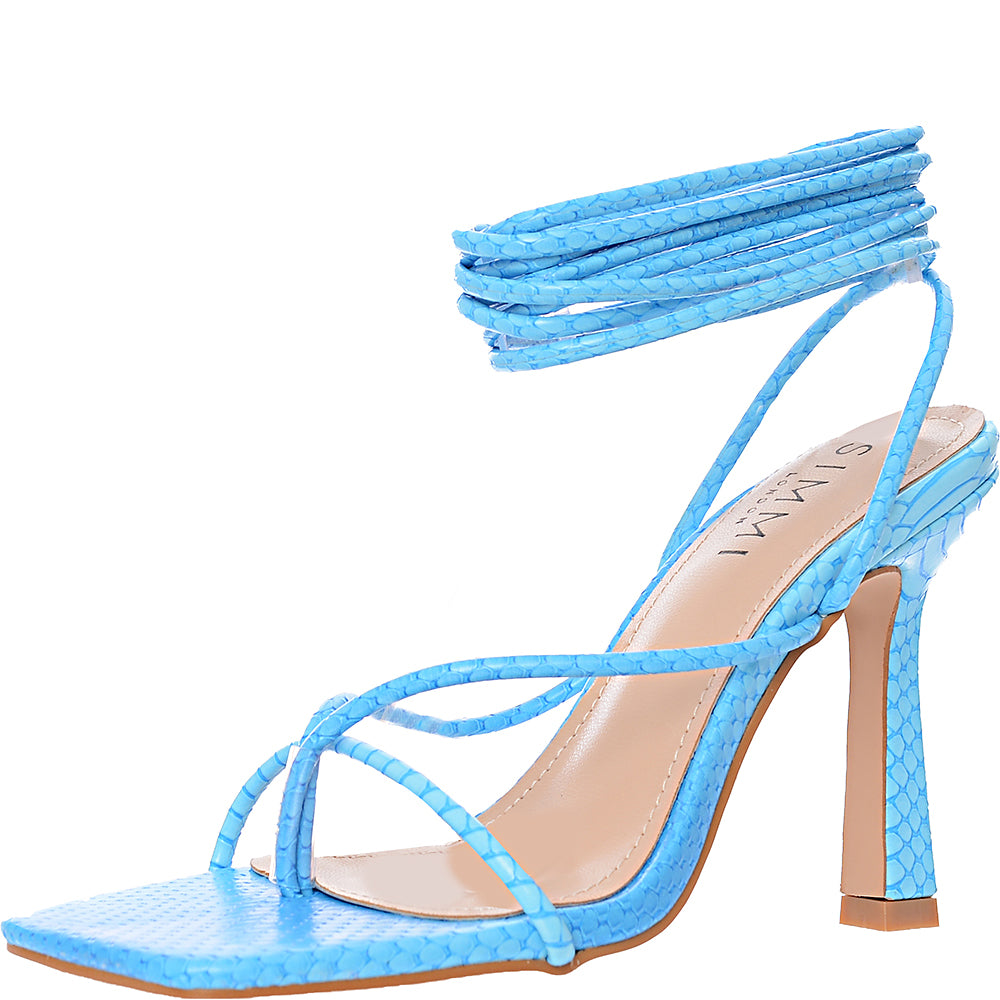 Simmi London Womens Tie Up Heel Sandals In Blue