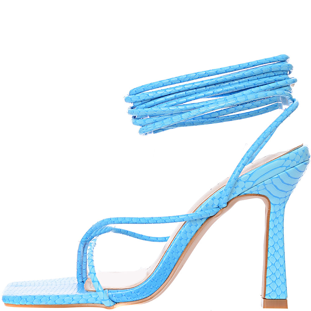 Simmi London Womens Tie Up Heel Sandals In Blue