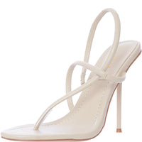 Simmi London Women's White Round Toe Heel Sandals