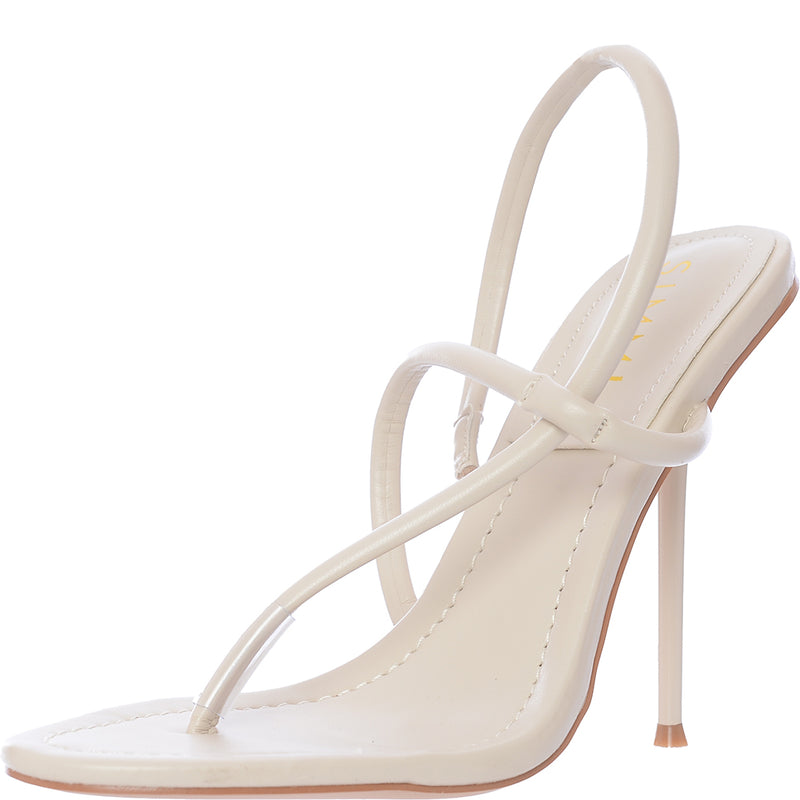 Simmi London Women's White Round Toe Heel Sandals