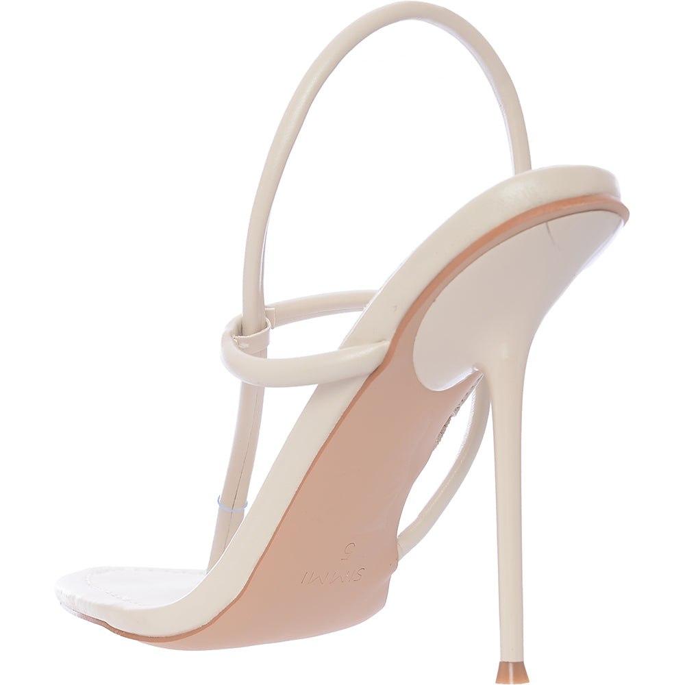 Simmi London Women's White Round Toe Heel Sandals