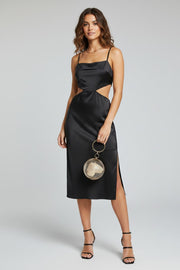 4th & Reckless Womens Naughties Satin Midi Dress With Cut Out In Black