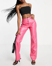 Envii Womens Pu Trousers in Magenta in Blue