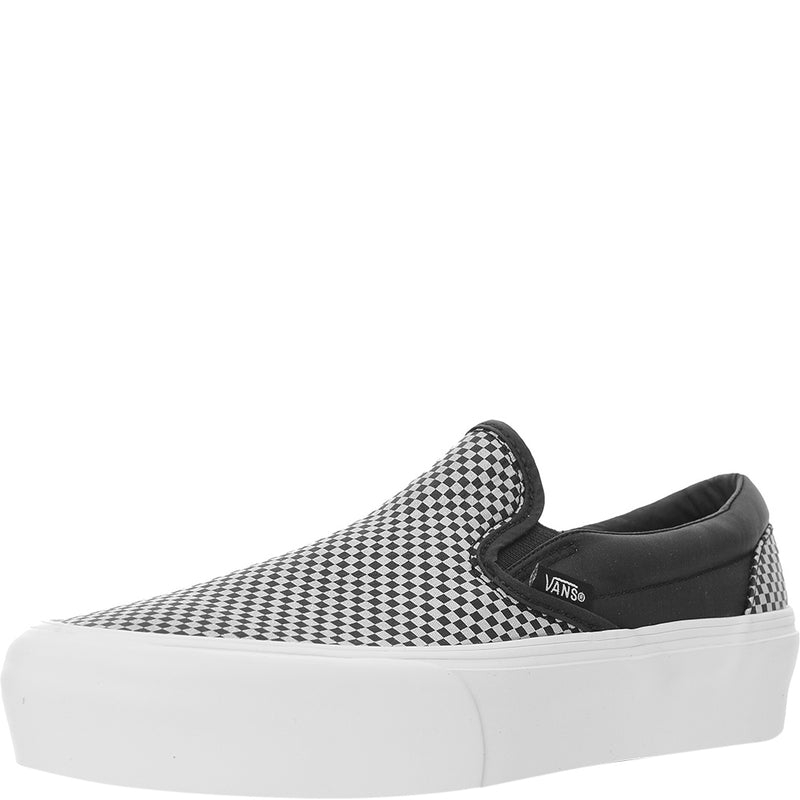 Vans Women's Black And White Sparkle Check Platform Slip-On Trainers