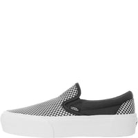 Vans Women's Black And White Sparkle Check Platform Slip-On Trainers