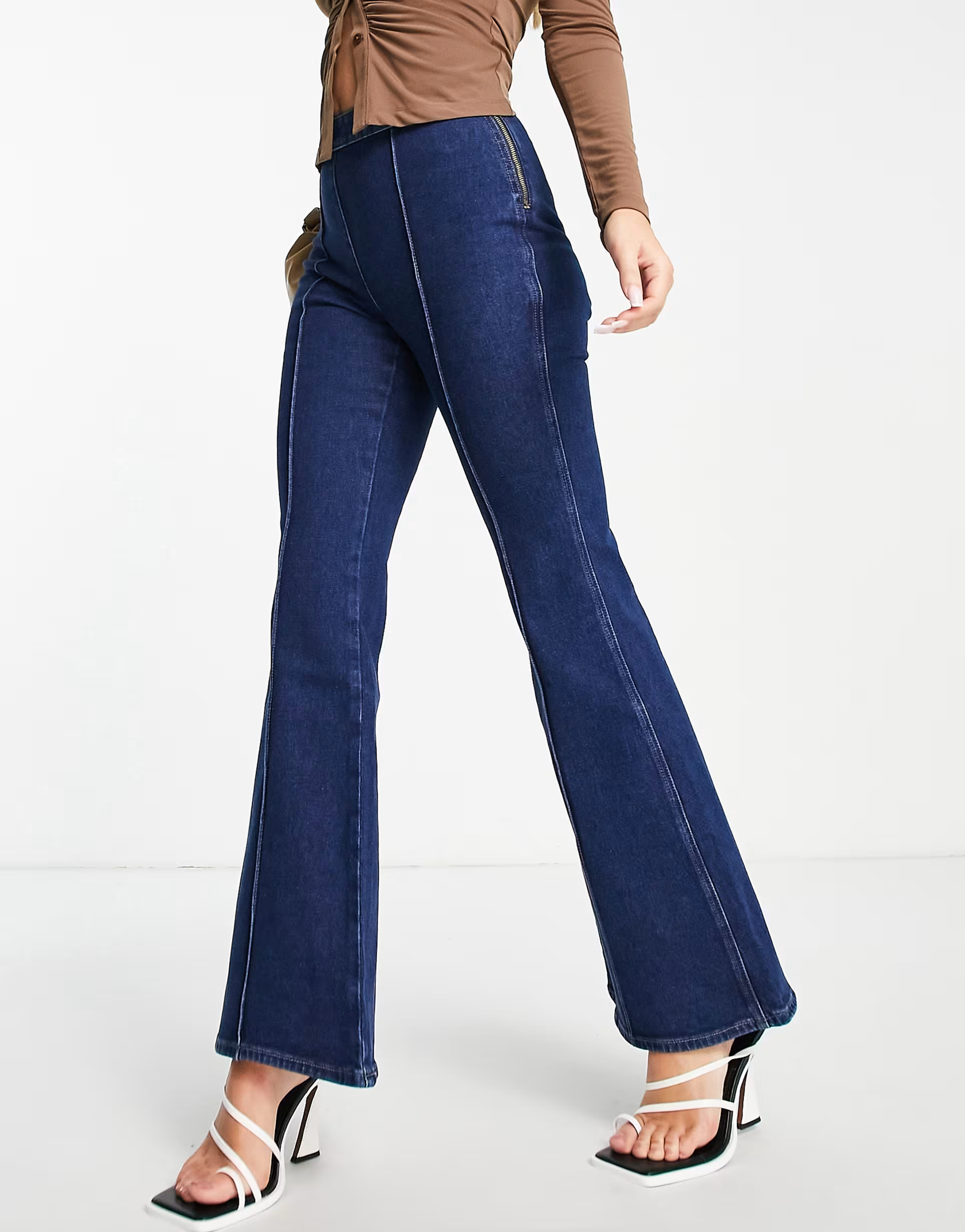 & Other Stories Womens Cotton Blend Flare Jeans In Blue