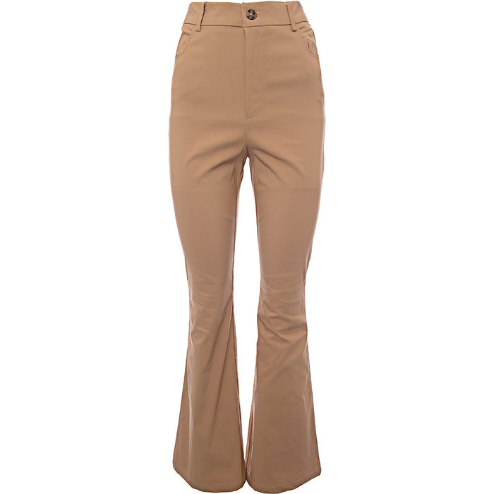 Stradivarius Tailored Flare Trousers with Split Hem Detail in Beige