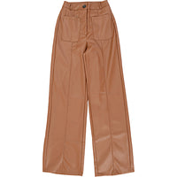 Stradivarius faux leather dad trousers in caramel