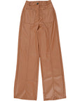 Stradivarius faux leather dad trousers in caramel