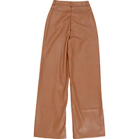 Stradivarius faux leather dad trousers in caramel