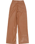 Stradivarius faux leather dad trousers in caramel