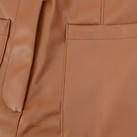 Stradivarius faux leather dad trousers in caramel