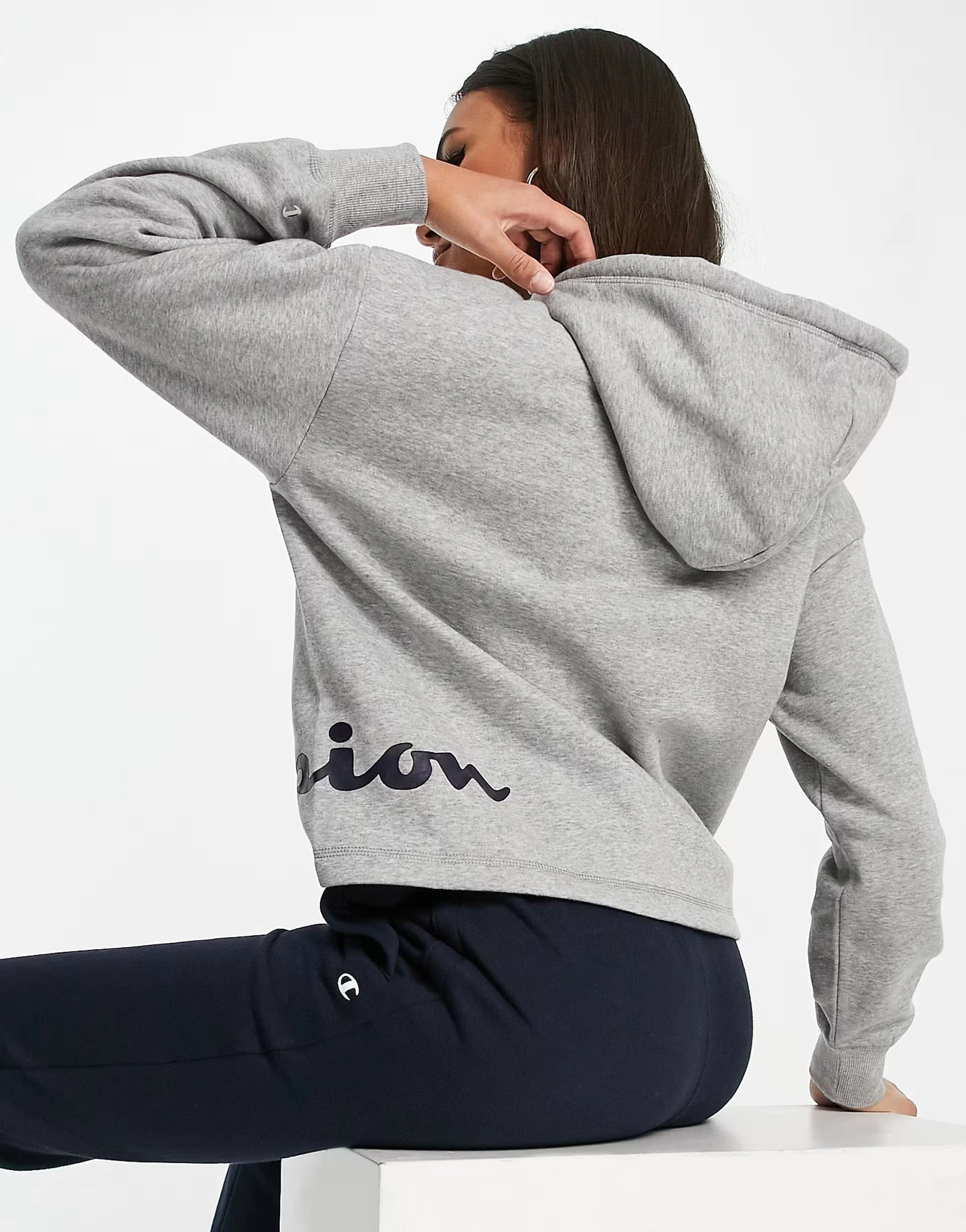 Womens Champion Hooded Sweatshirt in Grey