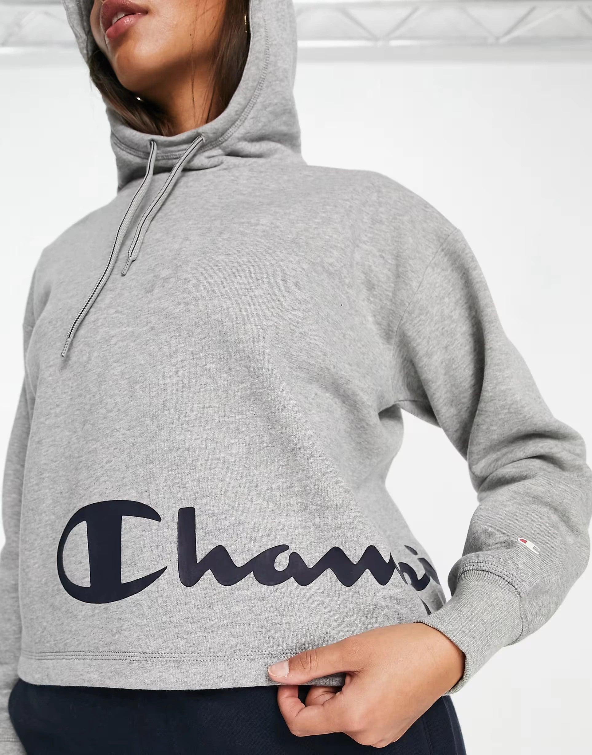 Womens Champion Hooded Sweatshirt in Grey
