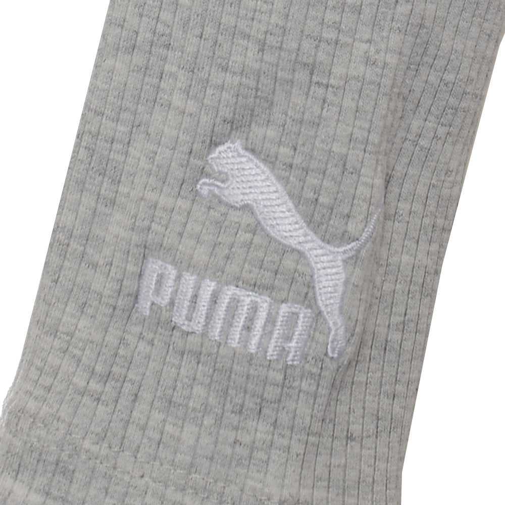 Puma Women's Grey Classics Long Sleeve Ribbed Crop Top