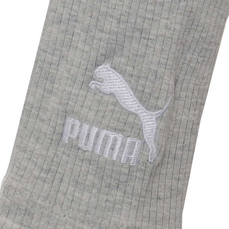 Puma Women's Grey Classics Long Sleeve Ribbed Crop Top