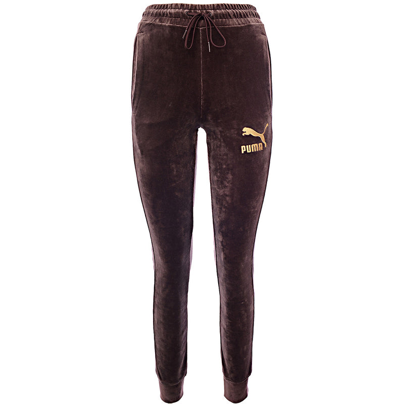 Puma Men's Burgundy And Gold Icon Velour Track Pants