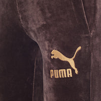 Puma Men's Burgundy And Gold Icon Velour Track Pants