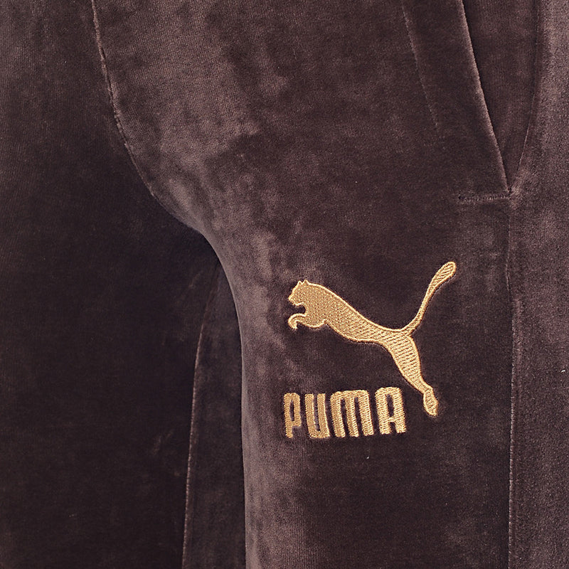 Puma Men's Burgundy And Gold Icon Velour Track Pants