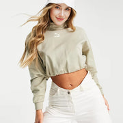 Puma Womens High Neck Crop Sweatshirt in Beige