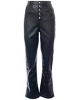 NA-KD Women's Black Button Front Faux Leather Trousers