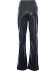 NA-KD Women's Black Button Front Faux Leather Trousers