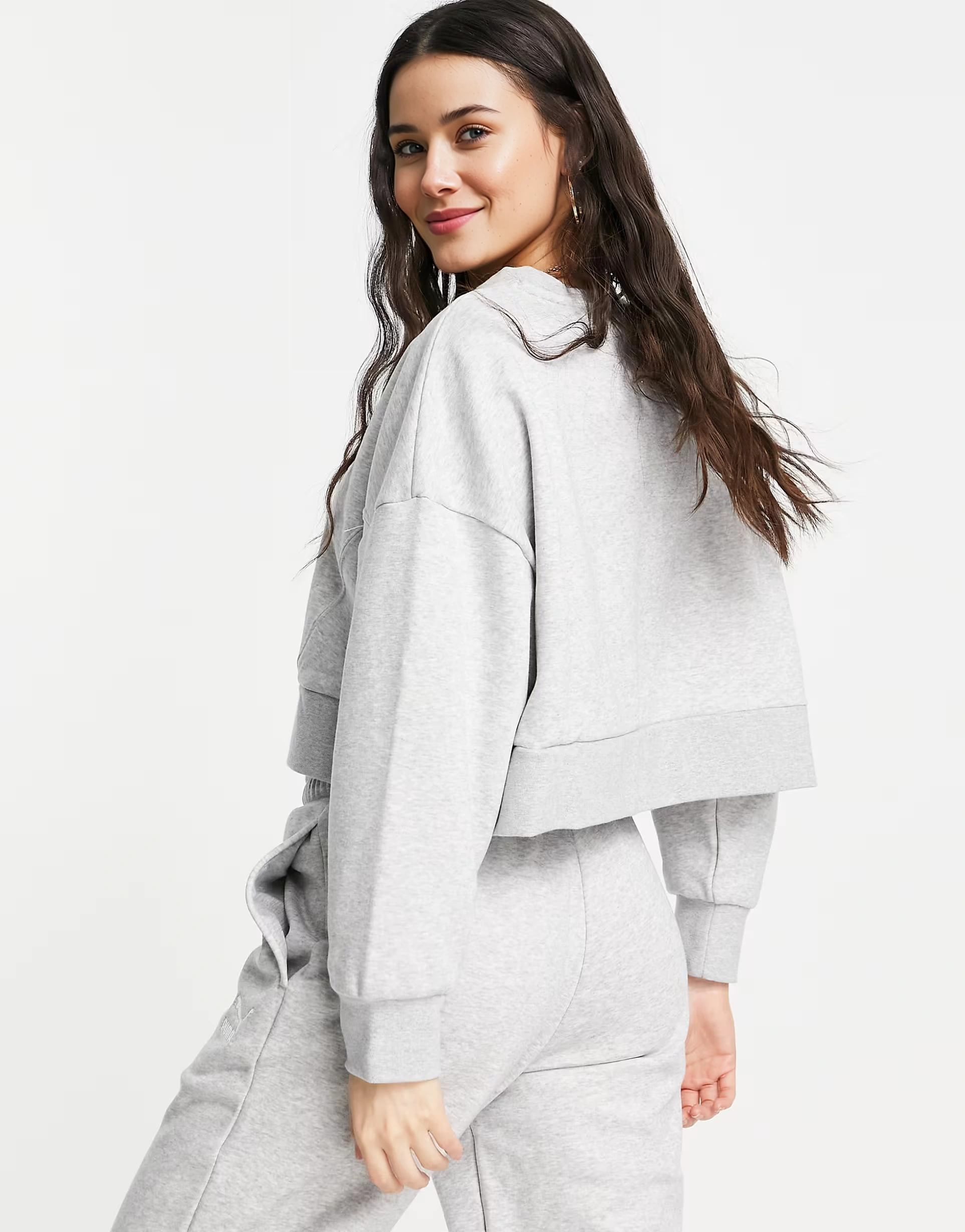 Womens Puma Oversized Boxy Sweatshirt in Grey