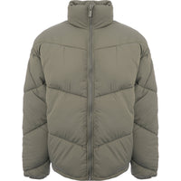 New Look Men's Green Funnel Neck Puffer Jacket with Chevron Design