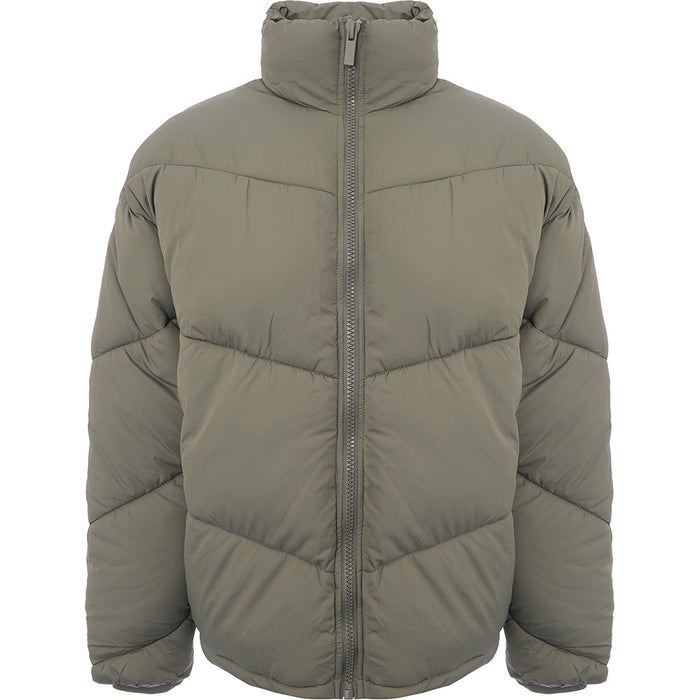 New Look Men's Green Funnel Neck Puffer Jacket with Chevron Design