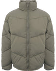 New Look Men's Green Funnel Neck Puffer Jacket with Chevron Design