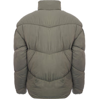 New Look Men's Green Funnel Neck Puffer Jacket with Chevron Design