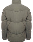 New Look Men's Green Funnel Neck Puffer Jacket with Chevron Design