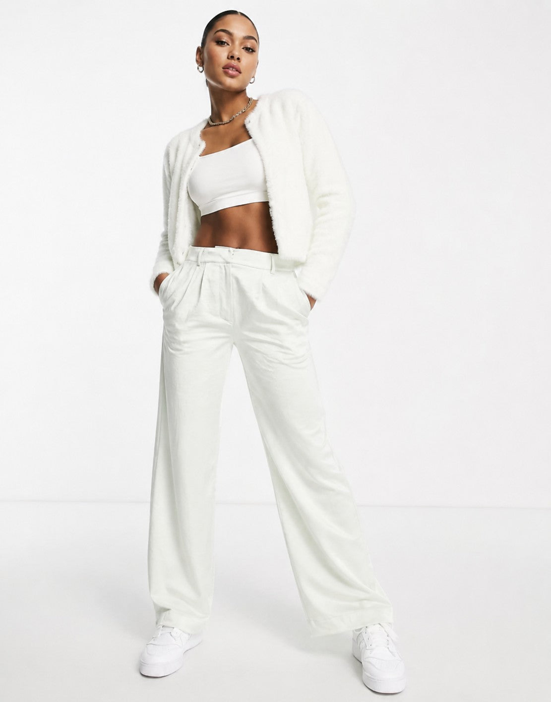Pimkie Womens Matte Satin Wide Leg Trouser in Mineral Grey