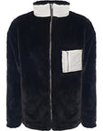 Liquor N Poker Men's Black Micro Fur Jacket with White Panels