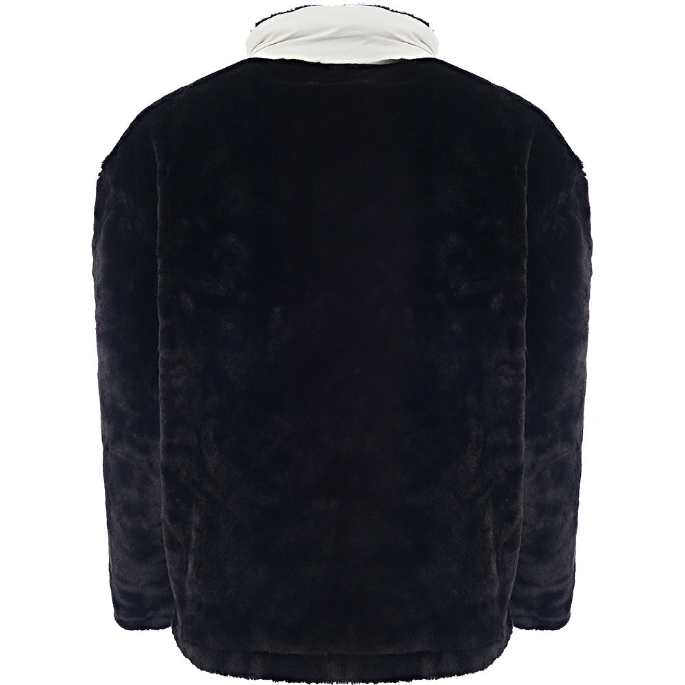 Liquor N Poker Men's Black Micro Fur Jacket with White Panels