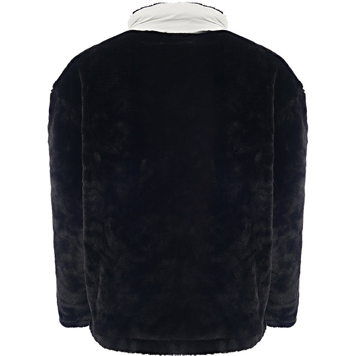 Liquor N Poker Men's Black Micro Fur Jacket with White Panels