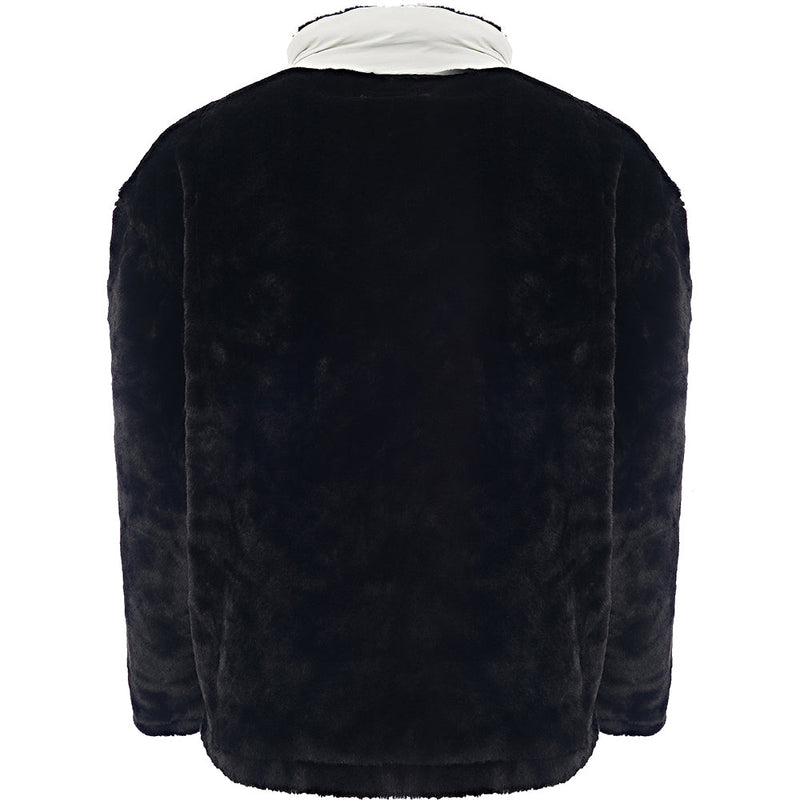 Liquor N Poker Men's Black Micro Fur Jacket with White Panels