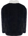 Liquor N Poker Men's Black Micro Fur Jacket with White Panels