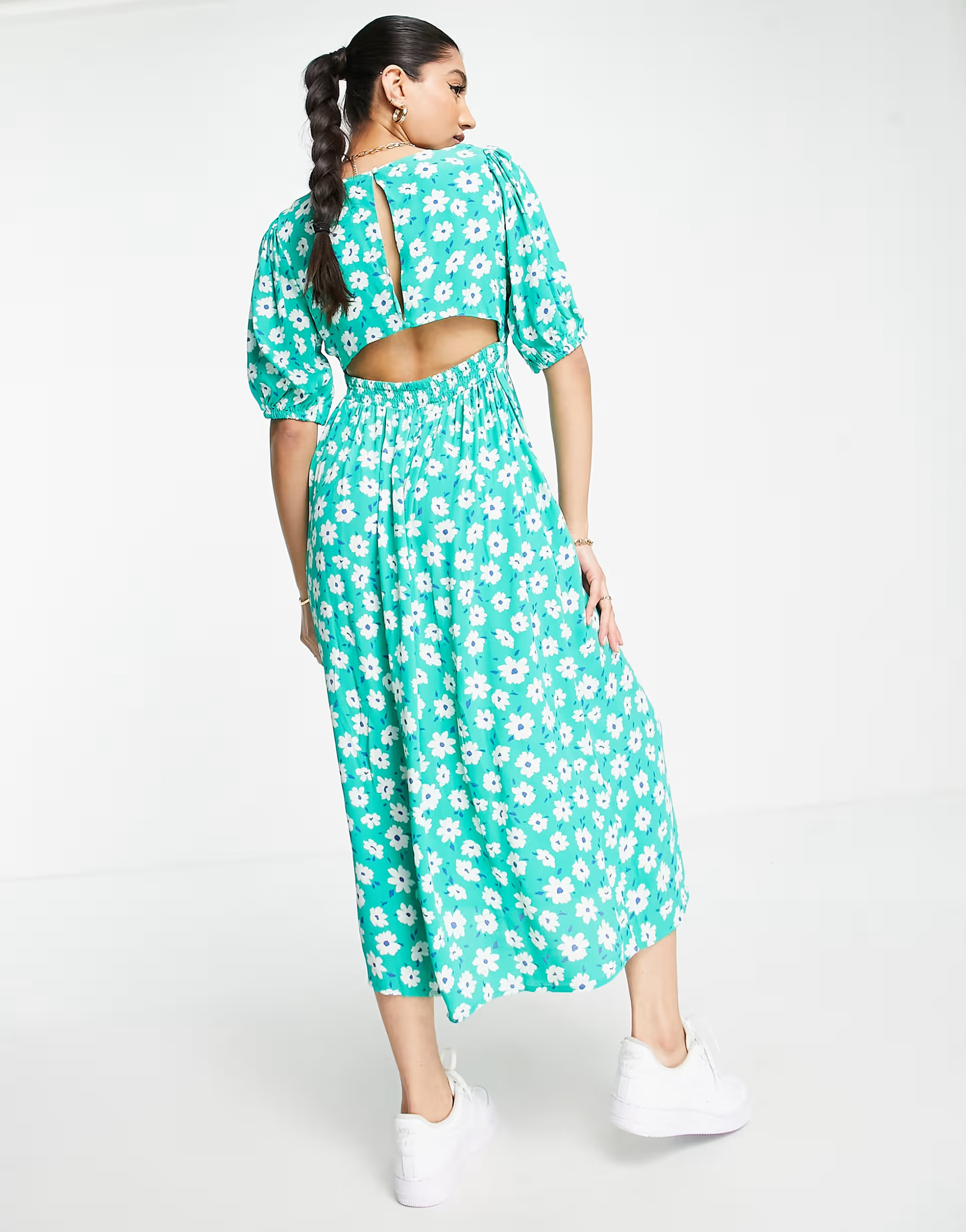 Womens Cotton:On Bella Midi Dress In Green Floral Print