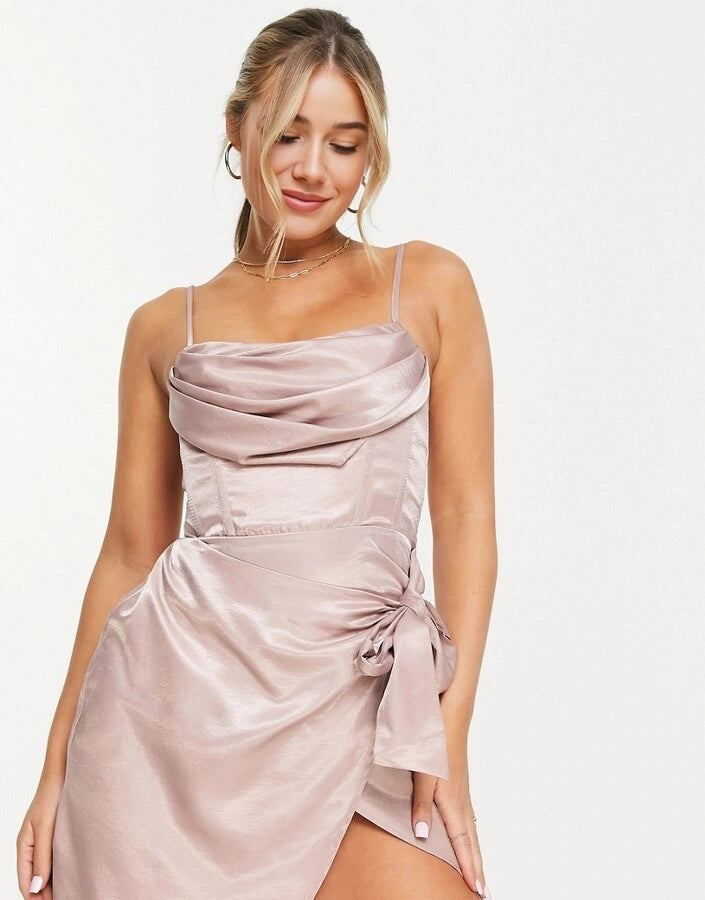 First Distraction Womens The Label Satin Corset In Pink