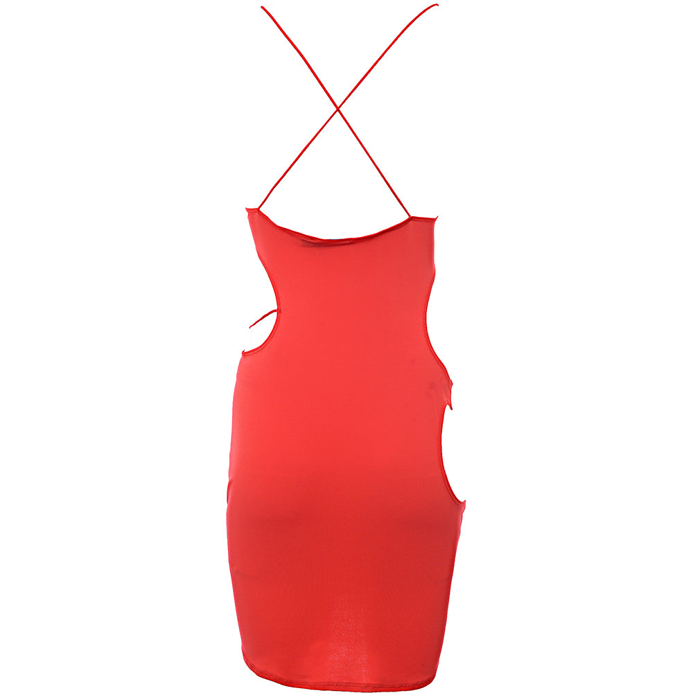 First Distraction Womens The Label Cut Out Mini in Red