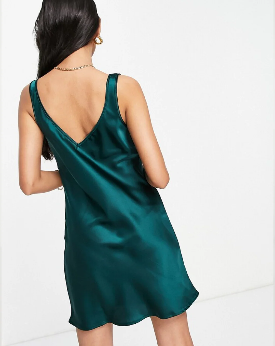 Flounce London Womens Satin Mini Slip Dress in Teal