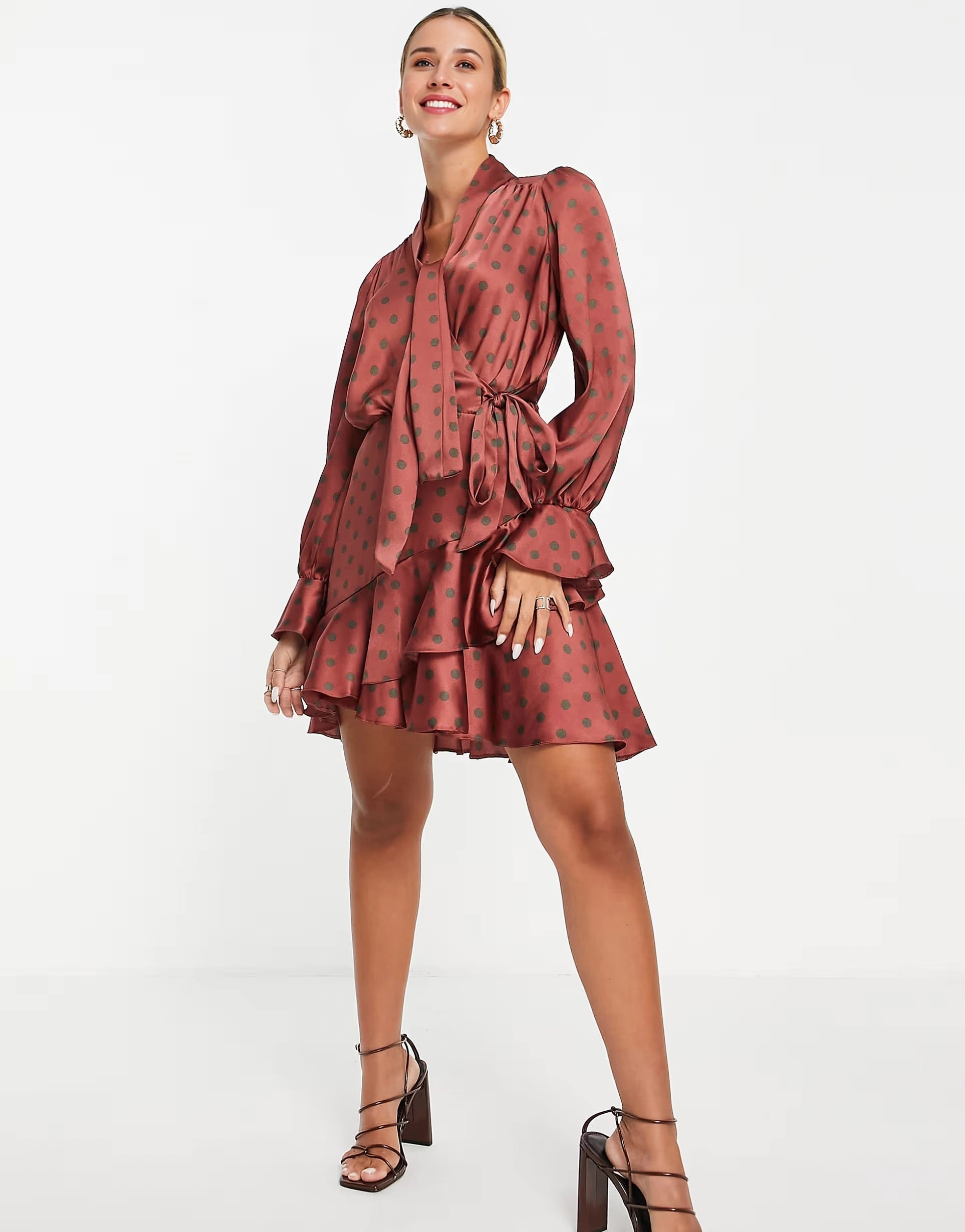 River Island Womens Pussybow Spot Mini Dress In Red